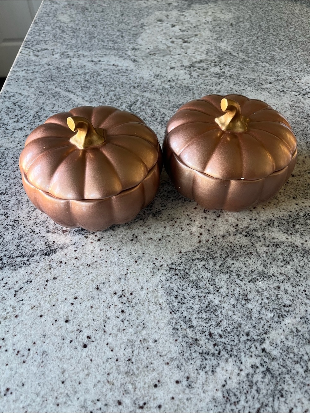 Metallic Pumpkin Trinket Boxes - Set of 2